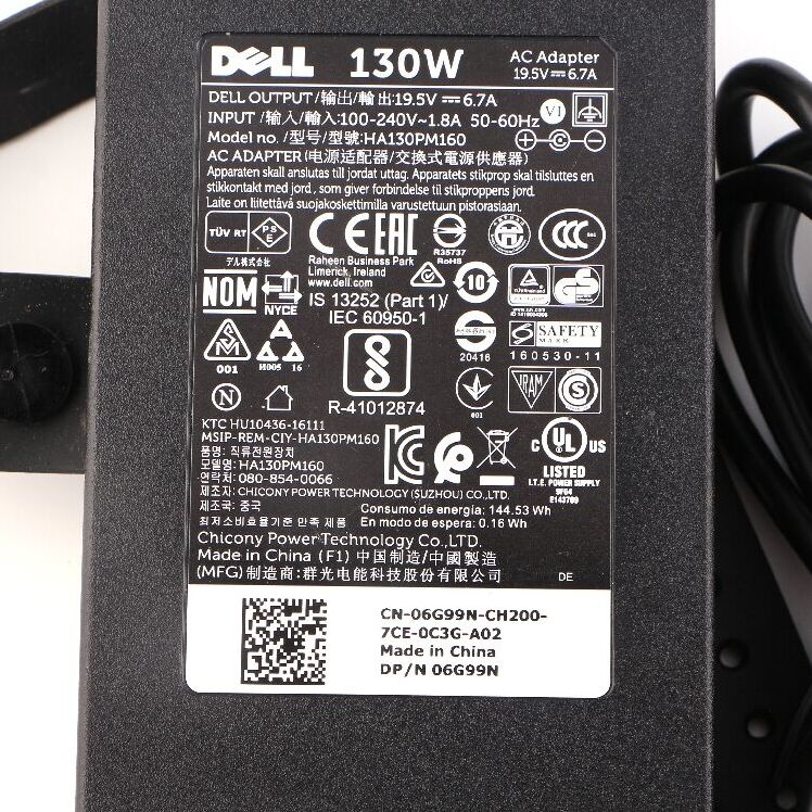 Original 130W Dell Inspiron 15-7000/fncwpw5717h AC Adapter + Free Cord